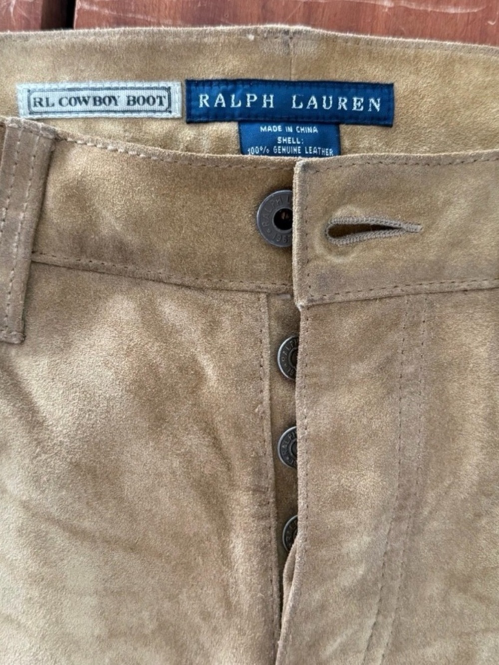 Vintage Ralph Lauren Blue Label Cowboy Suede Button Fly Bootcut Pant SZ: 29